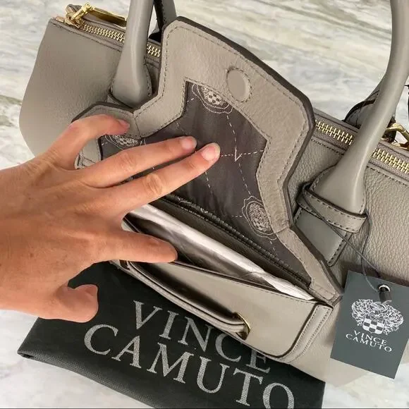 VINCE CAMUTO Jess Satchel in Grey Leather